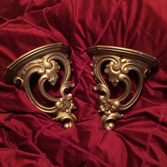 Gold Vintage Scroll Wall Small Shelves - Picture 1 of 12